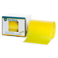 Rolle gelbes Band neben Verpackung