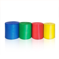 Rolle in blau neben Verpackung