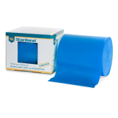 Rolle in blau neben Verpackung