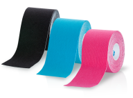 Bild zeigt drei Rollen Tape in rot, blau und schwarz